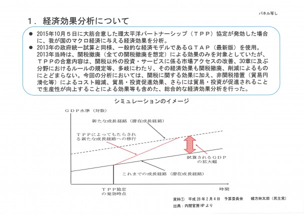 ＴＰＰ妥結後の政府の経済効果分析