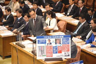 大野議員がパネルで示しながら質問